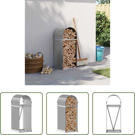 vidaXL Brennholzregal - Kaminholzunterstand Hellgrau 40x45x100 cm Verzinkter Stahl (1/5)