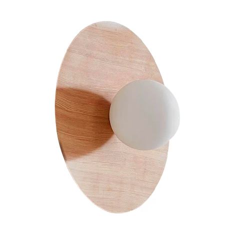 [NEUWERTIG] B-Ware Lindby Wandleuchte Zain Wandlampe Leuchte Lampe Holzfarben Weiß Glas ø 33 Cm G9