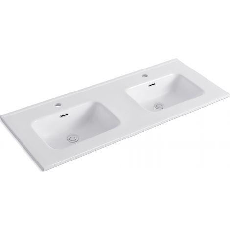 Lavabo Consolle da Appoggio LAV9140DS 141x46 cm in Ceramica Bianco Lucido – Design Elegante e Funzionalità