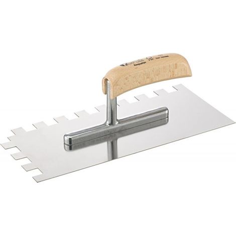 Llana de albañil 280x130 mm dentado 15x15 mm de acero inoxidable Fortis
