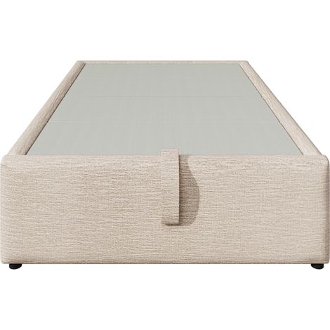 Cama con almacenaje 90x190 cm de lino natural con USB Tipo-C, sin cabecero (1/5)