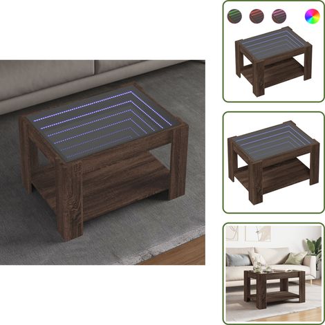 LED-Couchtisch Braun Eichen-Optik 73x53x45 cm Holzwerkstoff - Couchtisch - Couchtische - Beistelltisch - Sofatisch (1/5)