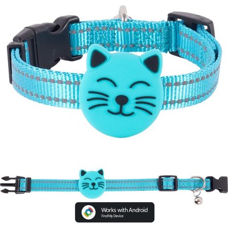 Traceur GPS pour chat, sans abonnement, compatible Android, étanche (IP68), pile CR2032 (autonomie supérieure à 1 an), bracelet en nylon ajustable (1/5)