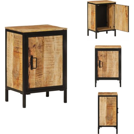 Armoire de salle de bain 40x30x60cm bois massif manguier et fer - Armoire De Salle De Bain - Meuble De Salle De Bain - Rangement Salle De Bain - Commode Salle De Bain - Bois Massif (1/5)