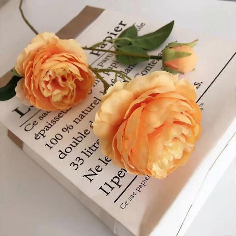 Bouquet de 3 pivoines artificielles pour la décoration de la maison, du jardin, du salon et des fêtes de mariage. Fleurs artificielles XYZorange (1/5)