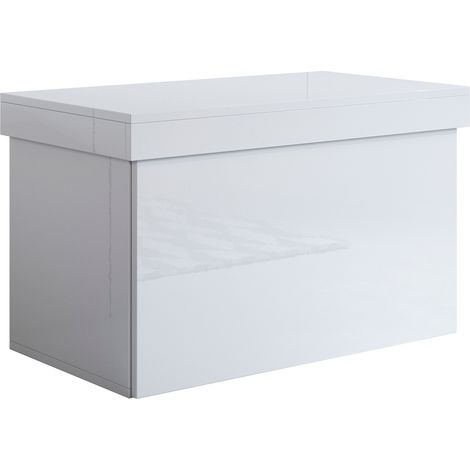 Banco Zapatero  Mueble de Entrada  Recibidor  Dormirorio  Baúl  75x44x46cm  Modelo Dorian  Blanco Acabado en Brillo