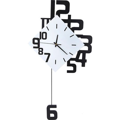 GARRYFIZH Horloge murale, horloge à pendule numérique MDF de travail silencieux écologique pour le hall