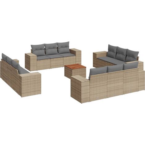 Maison Exclusive - Set Divano da Giardino 13 pz con Cuscini Beige in Polyrattan (1/3)