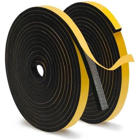 2 Rouleaux Joint Fenêtre Isolation Joint Porte Mousse Adhésif 6mm x 12mm x 5m Pour l'isolation acoustique et les joints anti froid, antidérapant, bande de caoutchouc anti choc et anti froid (1/5)