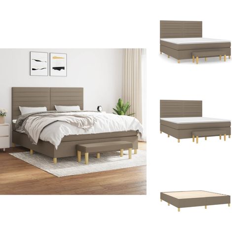 Sommier à lattes de lit avec matelas Taupe 180x200 cm Tissu - Lit Plateforme - Lit Double - Matelas À Ressorts Ensachés - Têtière Ajustable - Canapé Lit (1/5)