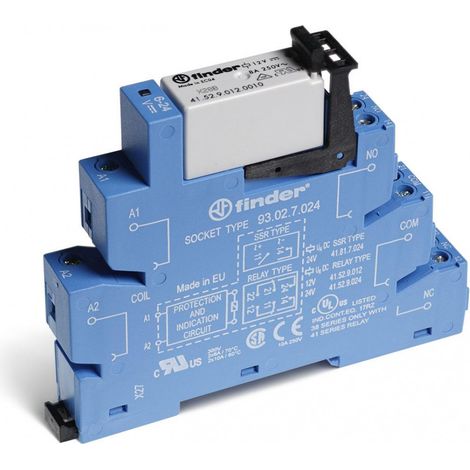 Interface modulaire à relais 2RT 8A 12V AC DC AgNi bornes à cage FINDER 385200120060