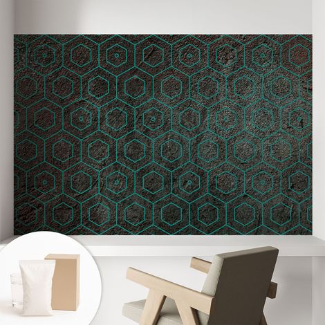 Papier peint intissé mural avec colle pour salon et chambre Décoration murale rapide - Colle incluse gratuite Motif géométrique 104x70 cm (1/5)