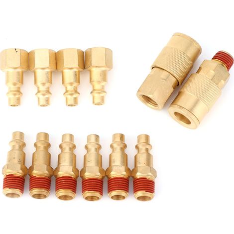 Lot de 12 raccords pneumatiques à dégagement rapide NPT 1/4 pouce, coupleur mâle/femelle