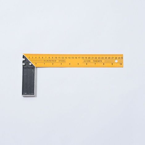 Equerre de menuiserie 250 mm, socle en aluminium, outil de mesure de longueur, jaune (1/4)