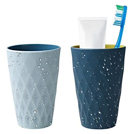 2PCS gobelet Salle de Bain, 400ml/13.5oz gobelet Plastique Design de Style Nordique, Solide et résistant à la Chute, adapté aux Adul (1/4)