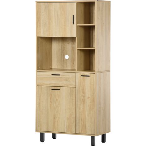 HOMCOM Küchen-Sideboard mit Mehrfachaufbewahrung, Schrank mit Schublade, 3 Schränken, 4 Nischen und Kabelmanagement, 166 cm