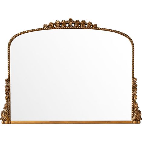 Miroir Mural Arqué Doré Vintage, Grand Miroir Mural Salon, Style Baroque Shabby Chic, Decoration Murale, 90 x 60 cm, Or (1/5)