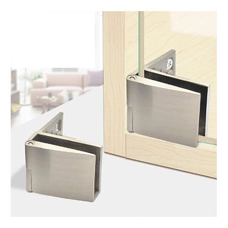 1 paire/charnière de porte en verre sans cadre armoire à vin vitrine charnière de porte en verre montée sur le côté nickel brossé intégré (1/4)