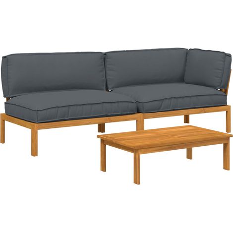 Sofa Set 3 stk. Anthrazit Massivholz Akazie vidaXL (1/5)