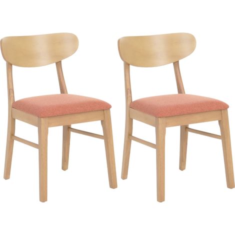 2er-Set Esszimmerstuhl HHG-698, Küchenstuhl Stuhl, Stoff/Textil Massiv-Holz helles Gestell, terrakotta (1/5)