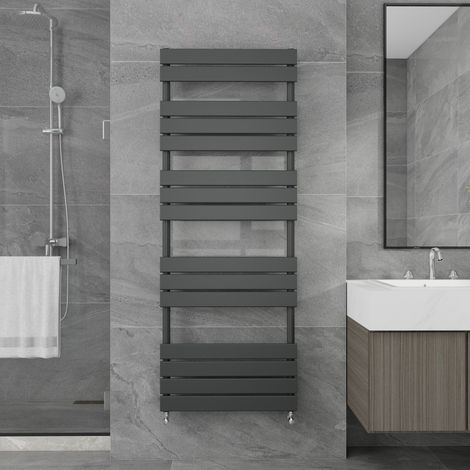 1600x600mm Designer Flat Panel Heated Towel Rail Radiator Bathroom Warmer Heating Anthracite (1/5)