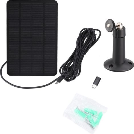 Ortviai Panneau Solaire 4 W 5 V pour Caméra de Sécurité Extérieure – USB Type C, Étanche IP65, Compatible Eufy/Ring/Reolink