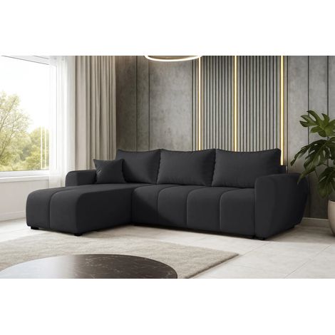 AX LIVING Eckcouch mit Schlaffunktion Malatya L Mini Schlafsofa Schwarz L
