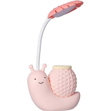 Lampe de bureau LED avec porte-stylo multifonction, chargement USB, jolie lampe de bureau pour étudiants et enfants, rose (1/5)