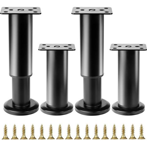 4 Pcs Pied de Meuble Reglable 12-18 cm, Pied Meuble Reglable, Pieds de Table de Nivellement pour Meubles, Pieds de Meubles Réglables en Hauteur Noirs pour Chaises Lit Canapé Placard Armoires (1/5)