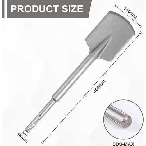 SDS MAX Burin Pelle, Burin Asphalte 110 x 460 mm, Burin Bêche SDS MAX, pour L'éLimination de L'Argile Dure et du Béton Meuble (1/5)
