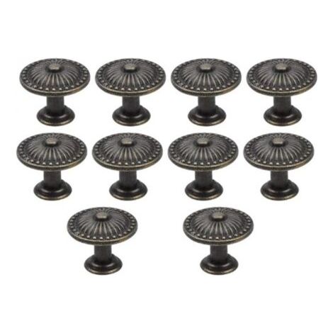 Set di 10 maniglie vintage in bronzo per cassetti e ante, pomelli per mobili da 25 mm, pomelli rotondi per cassetti, pomelli in ottone per porte, maniglie per mobili per armadi, cucine e camerette.