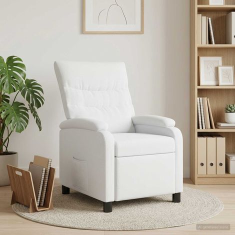 vidaXL Recliner Blanco Tela (1/5)