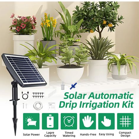 Arroseur solaire rechargeable pour plantes, système d'arrosage automatique goutte à goutte de grande capacité (1,2 L) pour jardin extérieur.