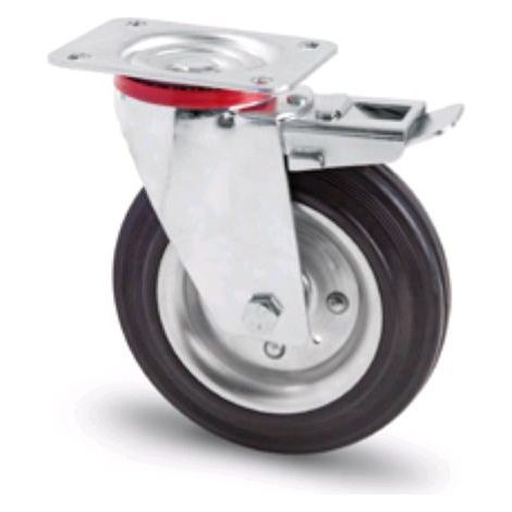 Ruote piroettanti industriali rotelle Girevoli con Piastra per Carrelli Banchi da Lavoro 80 mm con Freno