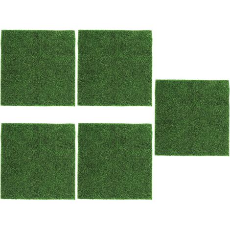 Lot de 5 carrés de gazon artificiel pour jardin, décoration miniature à faire soi-même (30 x 30 cm). (1/5)