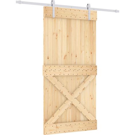 Porte coulissante Naturel et Blanc 100 x 210 cm vidaXL (1/5)