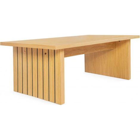 Table Basse Design en Bois "Stripe" 120cm Naturel (1/5)