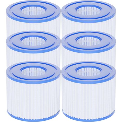 Type VI Cartouches filtrantes pour Spa Gonflable compatibles avec Les spas Lay-Z, 90352E, 58323E, 58323, 58324 et 90427E, 107 x 79 MM, Lot de 6