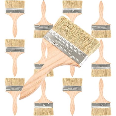 12 Pièces Pinceaux Peinture, Pinceau Peinture Plat 120 mm, Pinceau Lasure Large à Manche en Bois pour Vernis Bois, Clôture, Mur, Meuble et Terrasse (1/4)