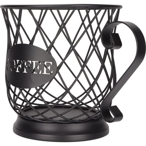 Porte-capsules de café en fer forgé, grand panier de rangement pour capsules de café, idéal pour la maison, le bureau ou un café, noir (1/5)