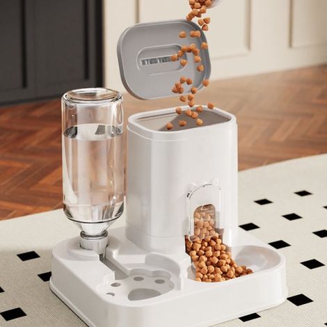 Distributore automatico di cibo e acqua per cani e gatti – Distributore 2 in 1 con beverino – Capacità 1-10 litri – Colore: Blu (1/5)