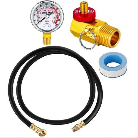 Kit de réparation pour réservoir d'air comprimé avec soupape de sécurité, manomètre et tuyau d'air de 1,2 m (4 pieds) pour réservoir portable (1/5)