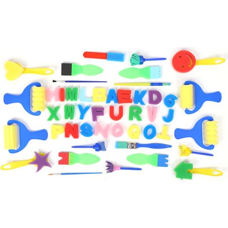 DIY Kids Art Craft Painting Drawing Sponge Brush 26 English Letters Sponge Brushes Set (1/5)