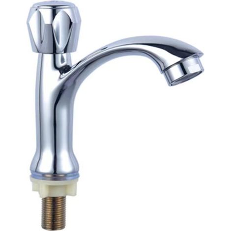 Robinet pour vasque - 18x17x6 cm - zinc - argenté - monotrou (1/5)