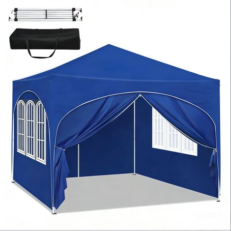 Pergola pieghevole da giardino 3 x 3 m blu con borsa per il trasporto (1/5)