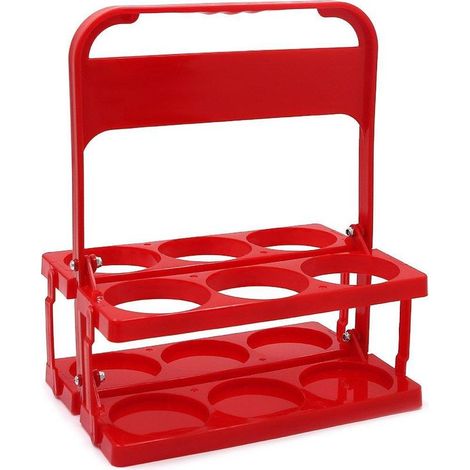 Panier porte-bières pliable et portable en plastique rouge (1/5)