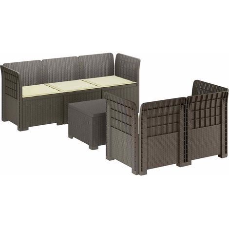 Divano da Giardino 5 Posti con Cuscini Stile Rattan PP vidaXL (1/5)