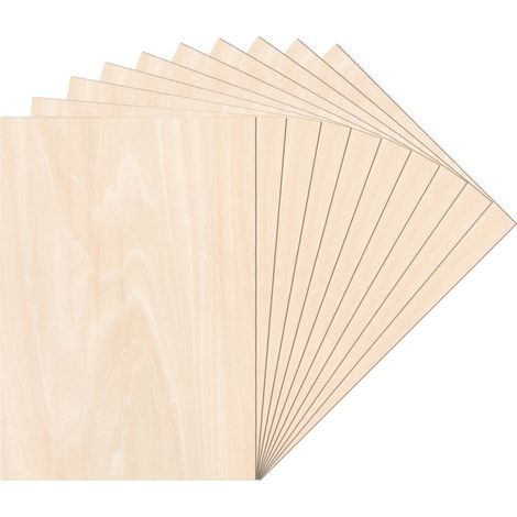 SWANEW Foglio di legno A3  420 x 300 x 3 mm  Grezzi sottili di compensato  Foglio perfetto per seghetto, pirografia, taglio laser, traforo, router CNC，10 pezzi (1/5)