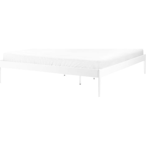 Letto matrimoniale con rete a doghe in metallo bianco 180 x 200 cm Vaurs