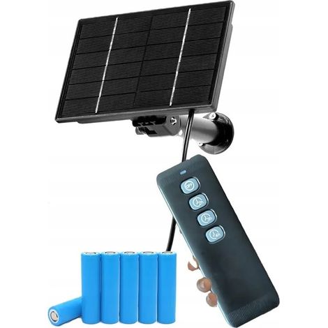 CARICABATTERIE PER TELECAMERA CON PANNELLO SOLARE 12V 2.1/5.5mm 4W + TELECOMANDO CON TIMER 1H, 2H, 4H